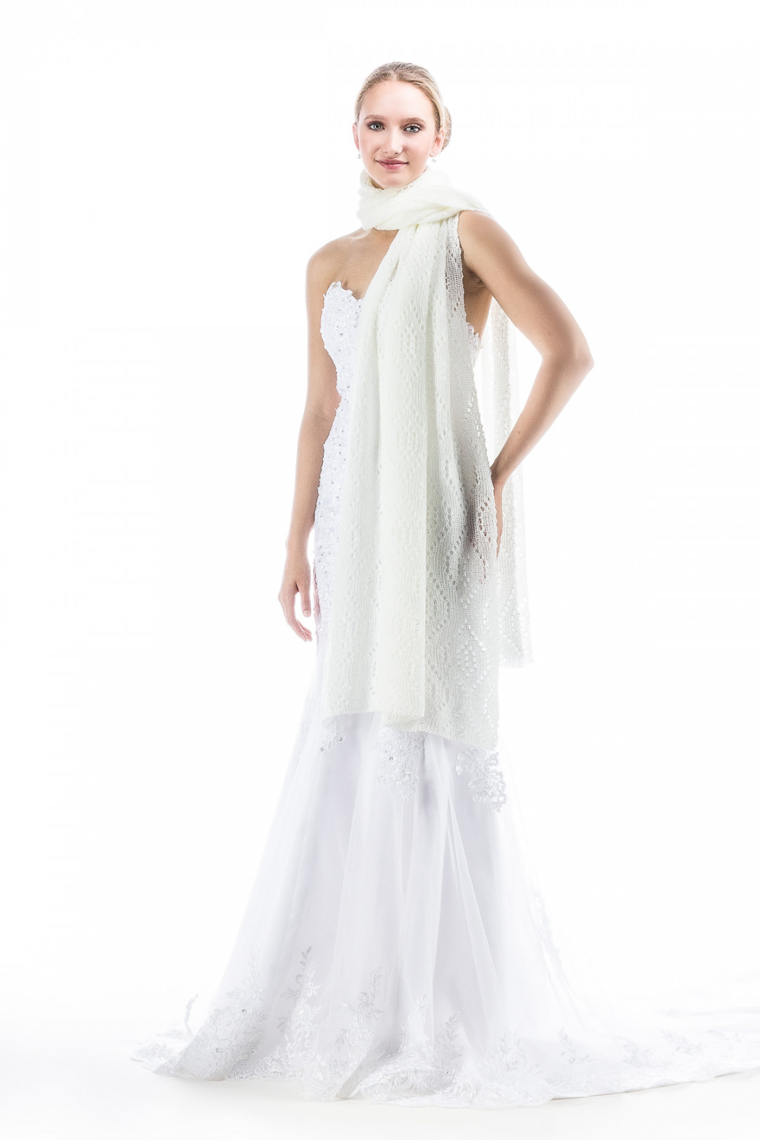 Luxury Bridal Shawl Wedding Wrap - Ivory