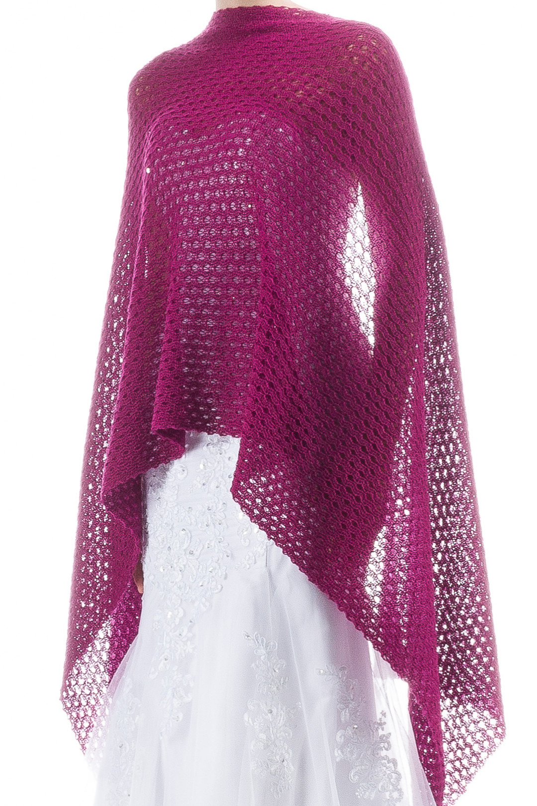 Lace Wrap Shawls for Bridesmaids Bride and Special Occasion - Magenta