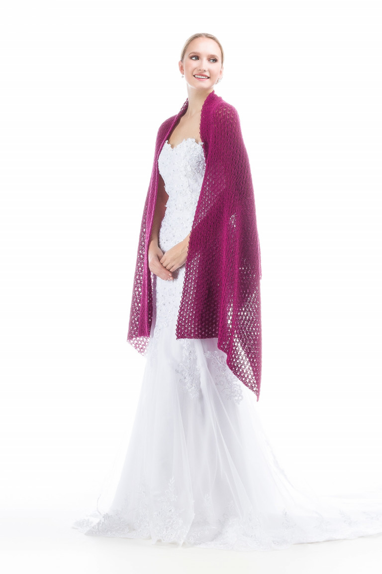 Lace Wrap Shawls for Bridesmaids Bride and Special Occasion - Magenta