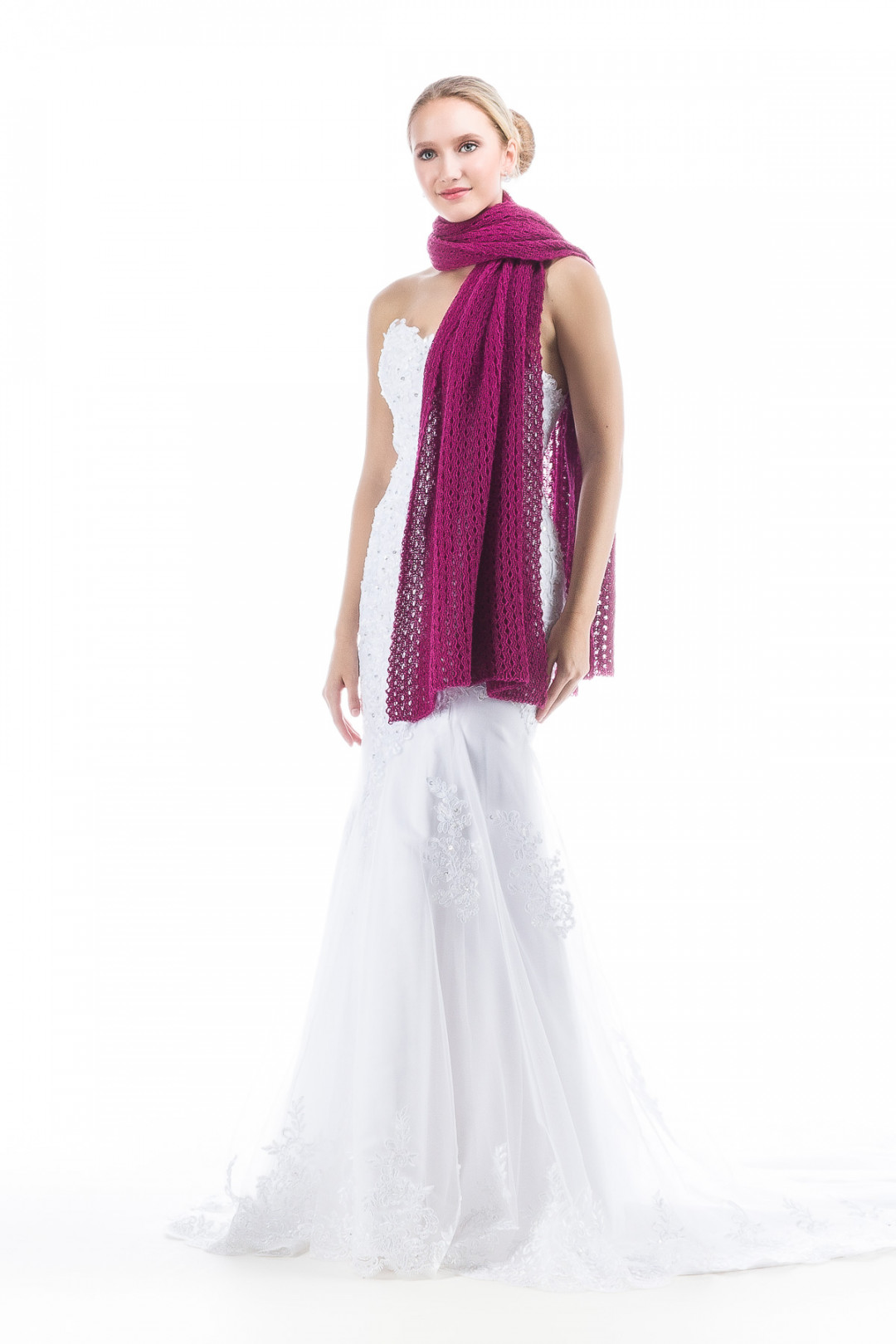 Lace Wrap Shawls for Bridesmaids Bride and Special Occasion - Magenta