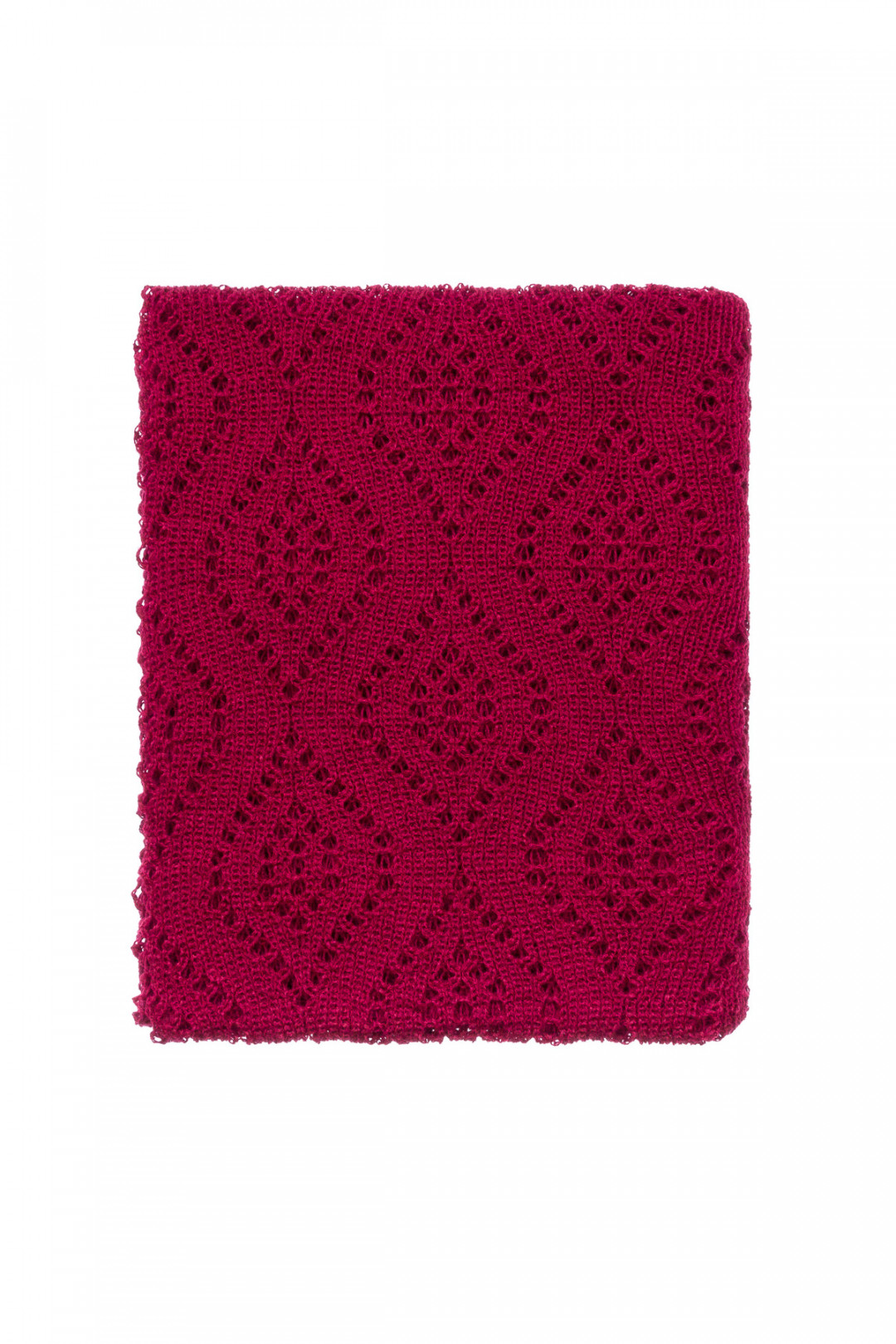 Luxury Peacock Patterned Lace Shawl Wrap - Dark Red