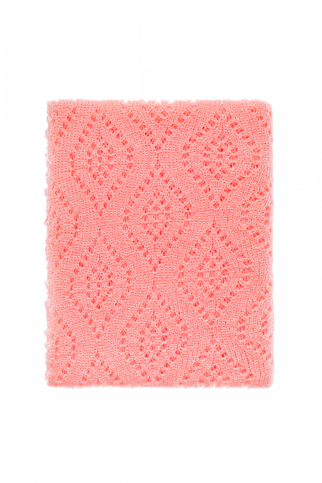 Luxury Peacock Patterned Lace Shawl Wrap - Peach Coral