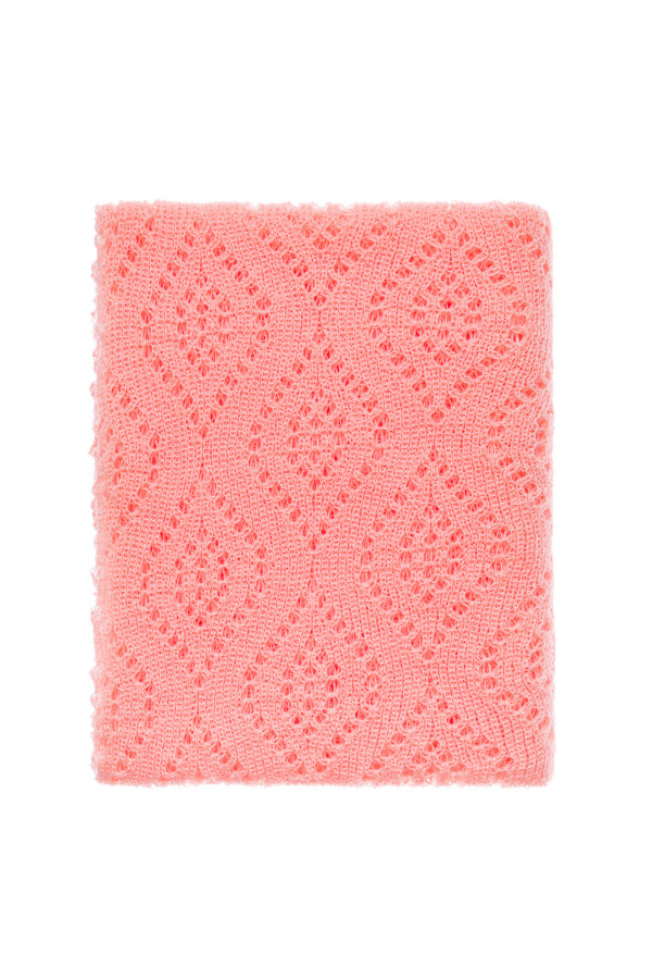 Luxury Peacock Patterned Lace Shawl Wrap - Peach Coral