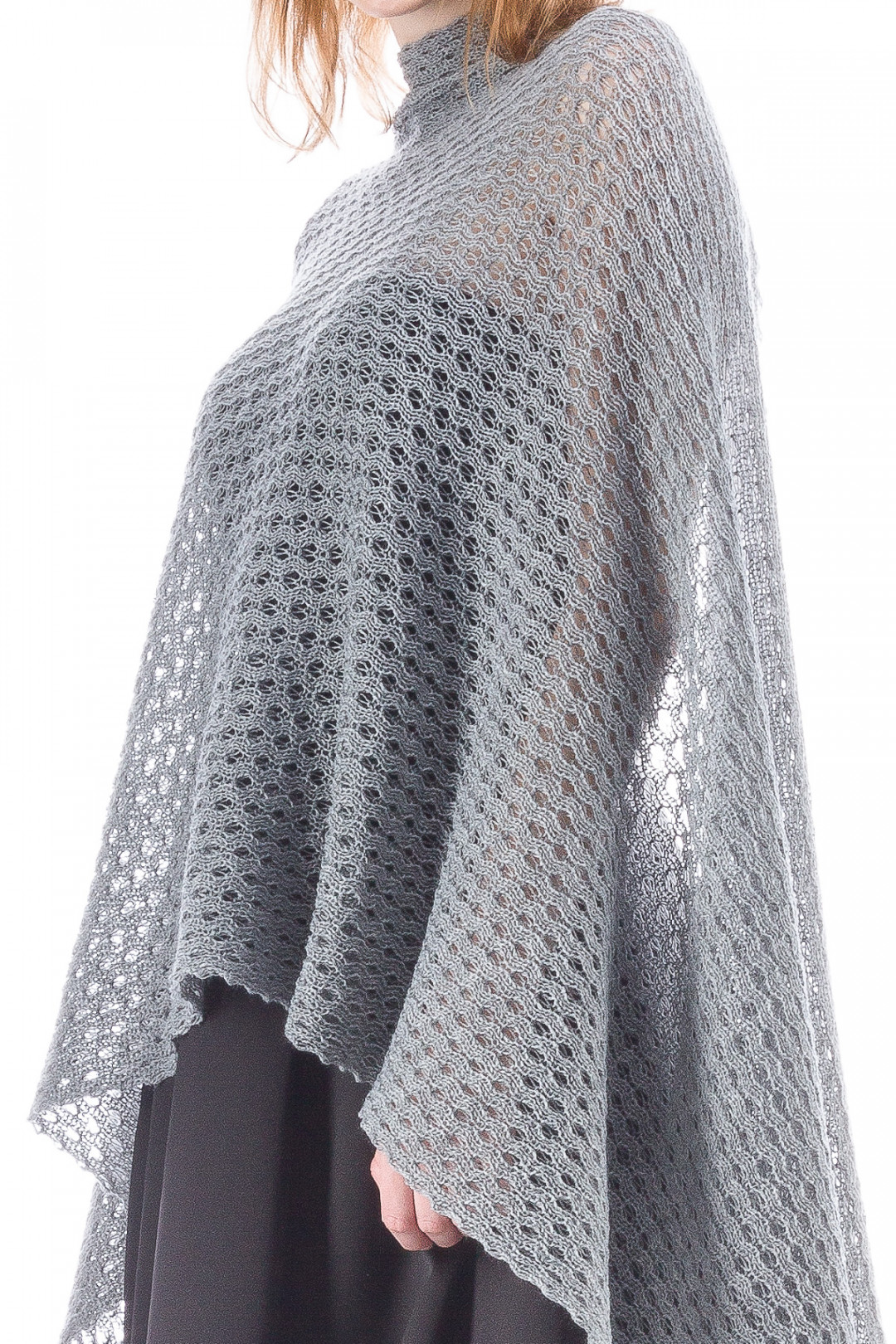 Knitted Lace Wedding Shawl Wrap - Gray