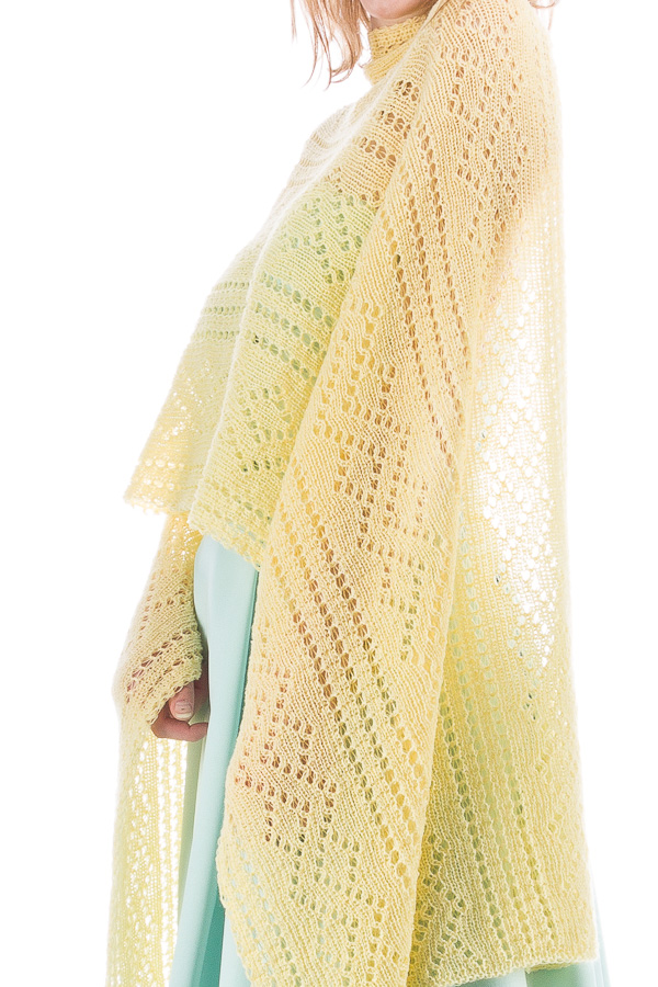 Hand knitted Lace Evening Shawl - Yellow