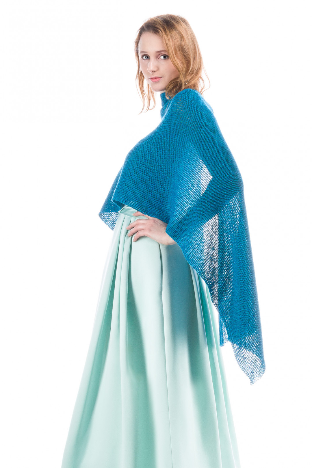 Lightweight Sheer Shawl Wrap - Teal Blue