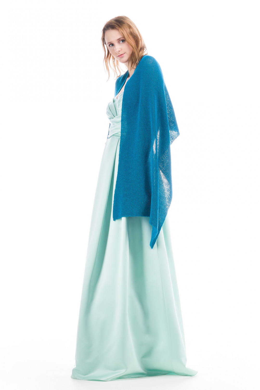 Lightweight Sheer Shawl Wrap - Teal Blue